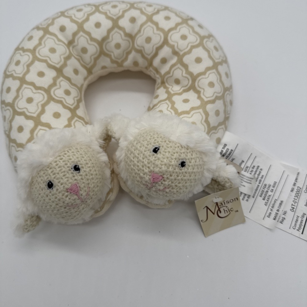 Maison Chic Lillie The Lamb Travel Neck Pillow New With Tags